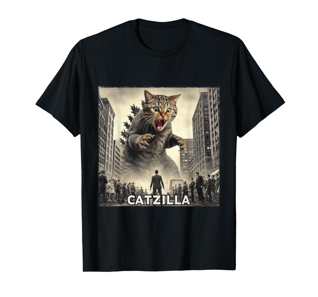 Amazon.com: Catzilla Cat Japanese Art Funny T-Shirt